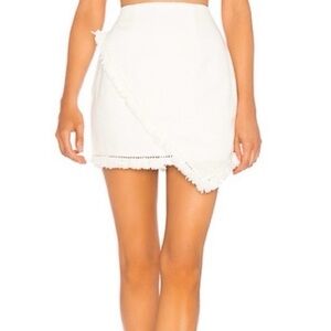 Superdown Asymmetrical White Fringe Skirt